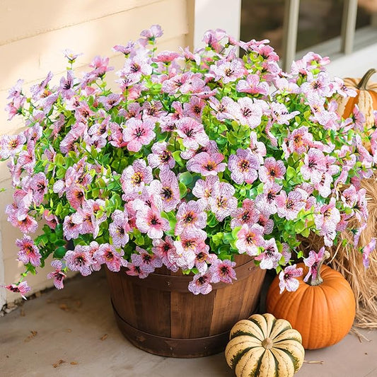 Artificial Fake Plants Flowers for Outdoor Outside Summer Decoration, 12 Bundles Faux Silk Pink Daisy UV Sun Resistant Realistic for Porch Patio Home Window Box Yard Garden Planter
