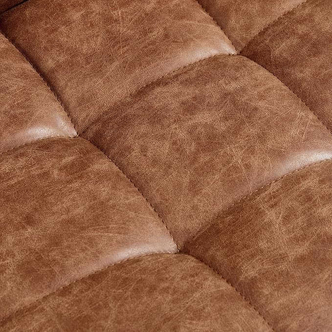 Yaheetech Bar Stools Set of 4, PU Leather Swivel Barstools, Height Adjustable Counter Chairs, Modern Stools with Back for Bar Kitchen Island Dining Room, Retro Brown