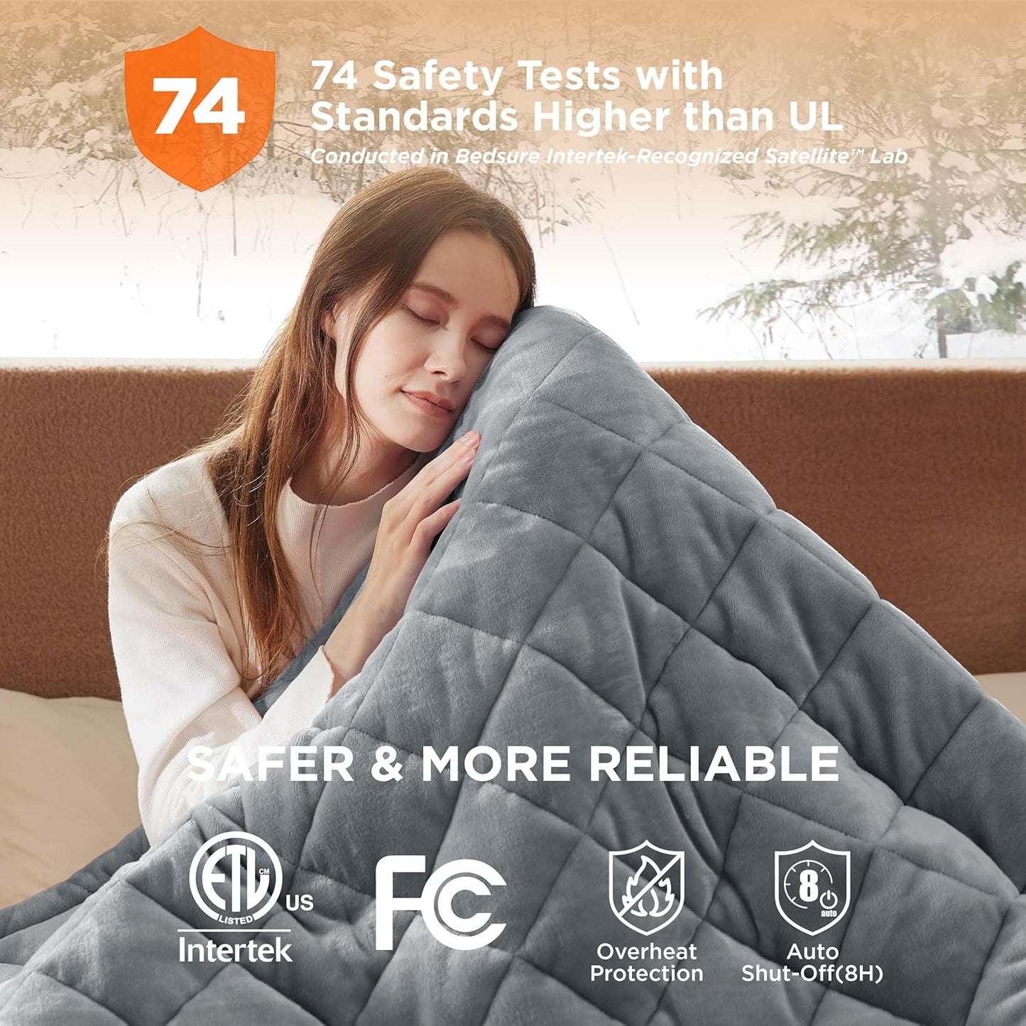 Bedsure Electric Blanket King Size - Dual Control Heated Weighted Blanket King with 10 Heat Settings, Fast Heating with 10 Time Settings (100x90 inches, Formal Gray)