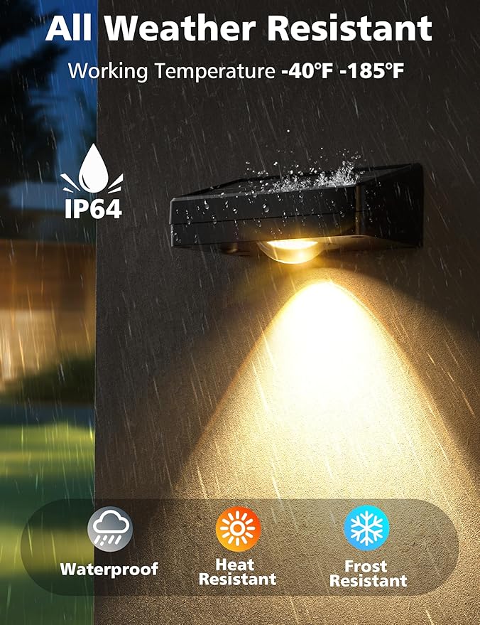 VOLISUN Solar Fence Lights, Fence Lights Solar Powered, IP65 Waterproof LED, 3 Color Temperatures Solar Light for Fence, Yard, Wall, Backyard (16 Pack, Black)