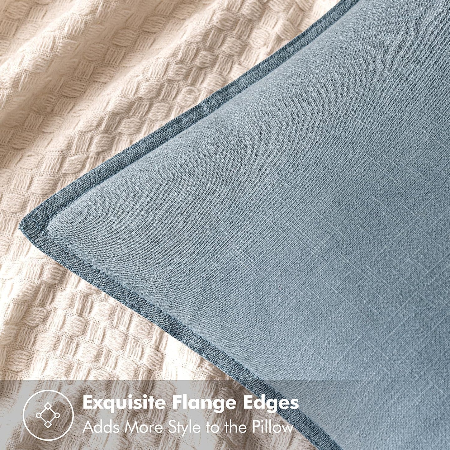 MIULEE Decorative Linen Pillow Covers 28x28 Inch Blue Grey Boho Farmhouse Neutral Couch Throw Pillows for Bed Pack of 2 Accent Modern Pillowcase Sofa Livingroom Home Decor