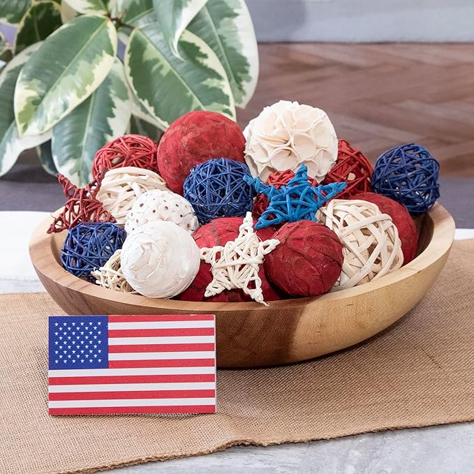ANDALUCA American Flag Decorative 4th of July Vase Filler Bag with Orbs, Decorative Balls (Red, White & Blue)