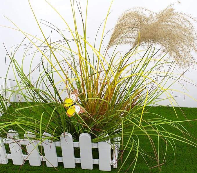 10PCS Artificial Plants Outdoor,Artificial Shrubs Fake Tall Grass,Artificial Faux Greenery Stems,Fake Leaves Artificial Grass Plant Onion Grass UV Resistant for Indoor Decor (10, Green)