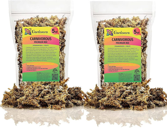 Sphagnum Moss Potting Mix for Carnivorous Plants - 10 Quart - Moss and Perlite Blend for Potting Venus Fly Traps, Sarracenia, Pitcher Plants (2 Bags of 5QT)