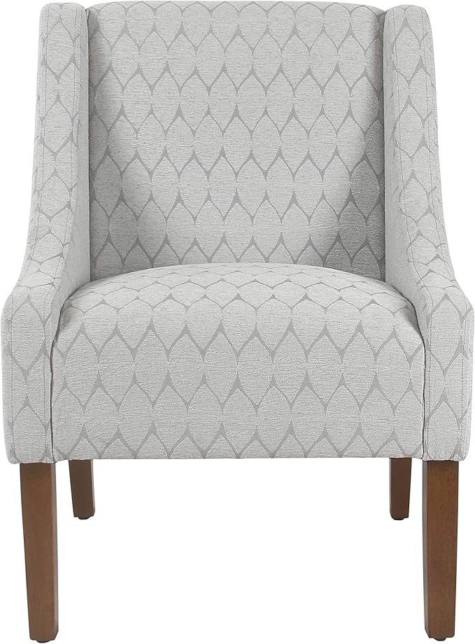 Homepop Home Decor | Upholstered Classic Swoop Arm Accent Chair | Accent Chairs for Living Room & Bedroom | Decorative Home Furniture, Gray Leaf