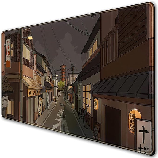 Tokyo Street at Night Kawaii Japanese XL Mouse Pad, Cute Gaming Desk Pads, Anime Large Desktop Mat, XXL Keyboard Mats, Extended Laptop Mat 31.5''X15.7''