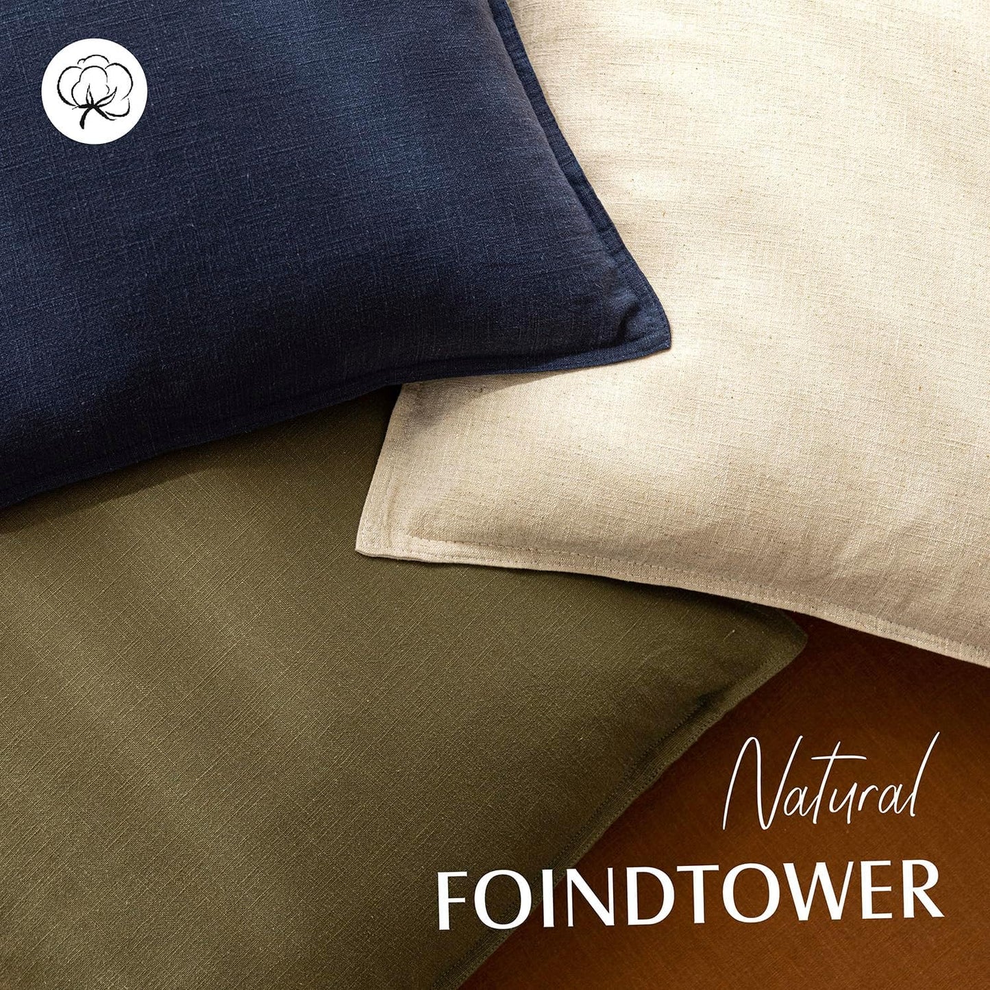 Foindtower Pack of 2, Decorative Linen Soild Throw Pillow Covers Soft Accent Cushion Case Boho Farmhouse Pillowcase for Chair Couch Sofa Bedroom Living Room Home Decor 22 x 22 Inch Olive Green