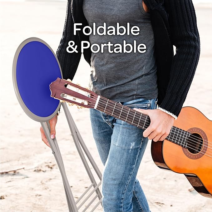 Folding Stool - Backless 18-Inch Stool with 225lb Capacity for Kitchen or Rec Room - Portable Indoor Counter Bar Stools by Lavish Home (Blue)