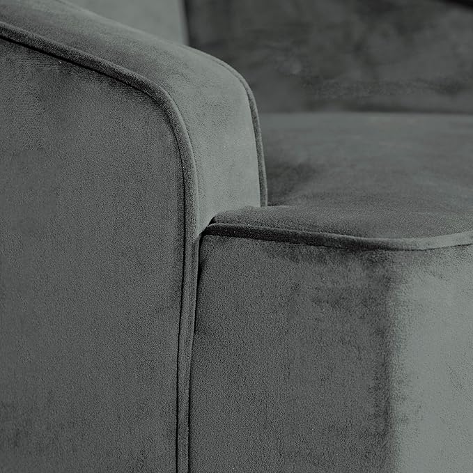 Homepop Home Decor Upholstered Classic Swoop Arm Accent Chair Accent Chairs for Living Room & Bedroom Decorative Home Furniture, Dark Grey