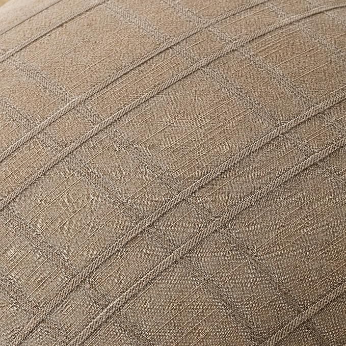 MIULEE Decorative Linen Check Euro Shams Throw Pillow Covers Neutral Farmhouse Vintage Pillow Covers 22x22 Set of 2 Boho Modern Winter Home Decor for Sofa Couch Bedroom Cushion Light Brown