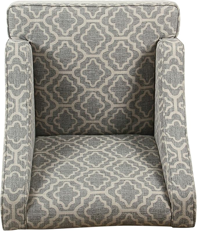 Homepop Home Decor | Upholstered Classic Swoop Arm Accent Chair | Accent Chairs for Living Room & Bedroom | Decorative Home Furniture, Ash Geometric