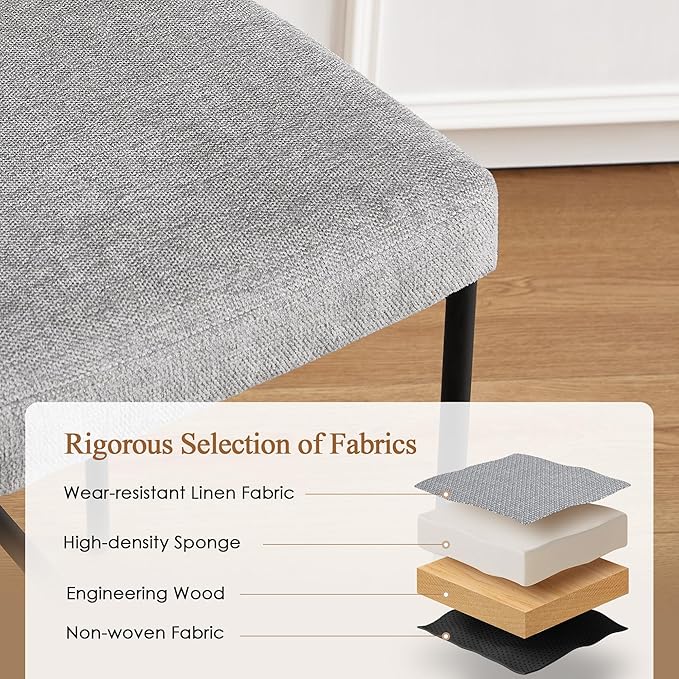 Counter Height Bar Stools Set of 2, Modern Upholstered Bar Stools with Back, Linen Counter Height Chairs with Metal Legs and Padded Cushion for Kitchen Island, Home Pub and Bars, Gray