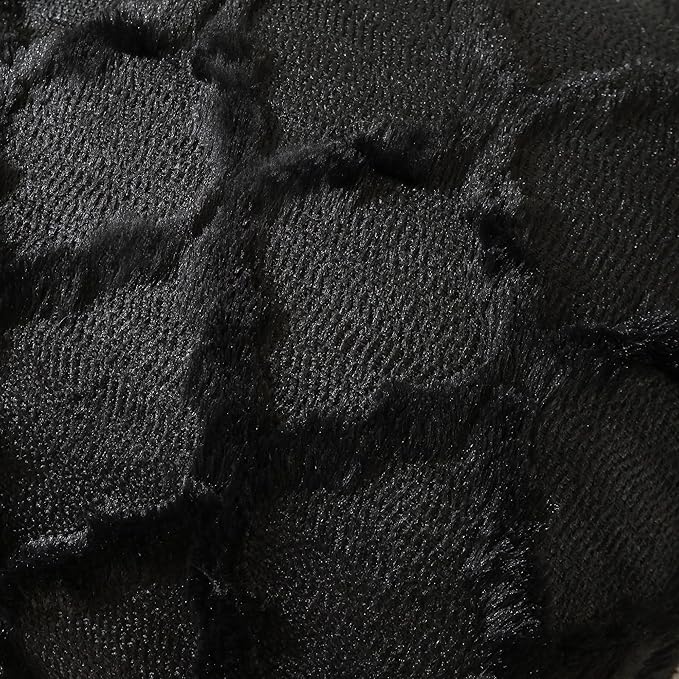 Set of 2 Soft Moroccan Throw Pillow Covers 24x24 Inch Plush Boho Decorative Pillow Cover Accent Cushion Case for Couch Sofa Bed, Black