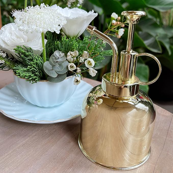 Stainless Steel Plant Mister Spray Bottle Watering Can for Indoor Plants Succulent Bonsai Garden Spray Houseplant Spritzer Modern Garden Tools 10oz/300ml (GOLD)