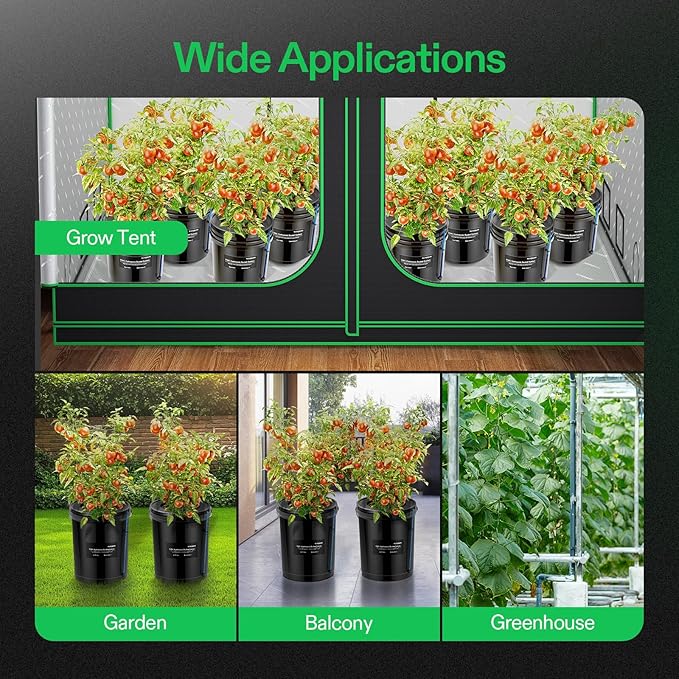 VIVOSUN DWC Hydroponics Grow System with Top Drip Kit, 5-Gallon Deep Water Culture, Recirculating Drip Garden System with Multi-Purpose Air Hose, Air Pump, and Air Stone (8 Buckets + Top Drip Kit)