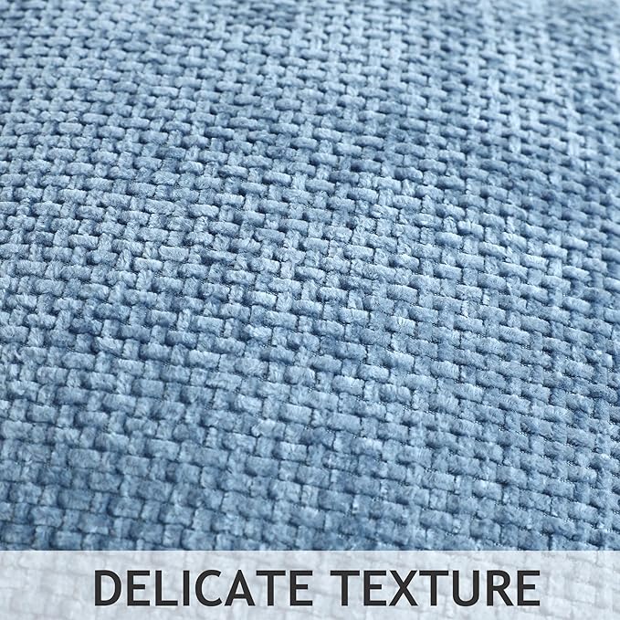 Stellhome Pack of 2 Woven Textured Decorative Throw Pillow Covers Soft Chenille Accent Luxury Cushion Cases for Living Room Couch Bed Sofa Farmhouse Boho Home, 16x16 inch, Dusty Blue