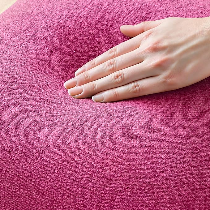 MIULEE Decorative Throw Pillow Covers Neutral Linen Fringe Throw Pillows Set of 2 Hot Pink Boho Farmhouse Cushion Covers with Tassels for Couch Sofa Bed Living Room Spring Home Decor 20x20 Inch