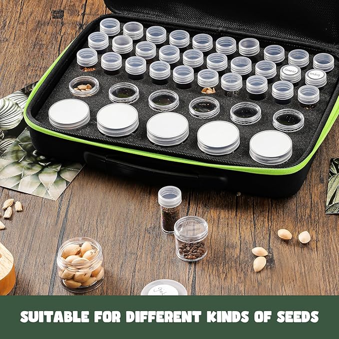 ProCase 41 Slots Seed Storage Organizer Sorter Box, Sturdy Seed Bank Saving Kit Container for Garden Vegetable Plant Flower, Seed Keeper Set with Label Stickers Funnel 3 Size of Bottles 1 oz 3 oz 5 oz