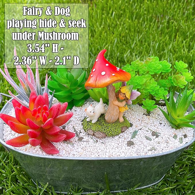 Mood Lab Fairy Garden - Miniature Figurines & Accessories - Hide and Seek Statue Kit - Outdoor or House Decor