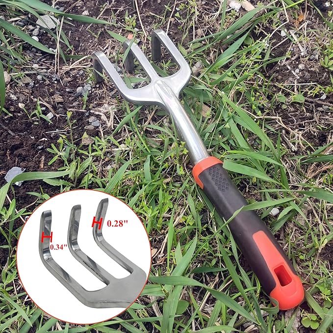 Garden Tools Set, 5 Piece Aluminum Hand Tool Kit with Ergonomic Handle, Heavy Duty Gardening Tools Include Hand Trowel, Transplant Trowel, Hand Rake, Weeder and Shears (Orange)