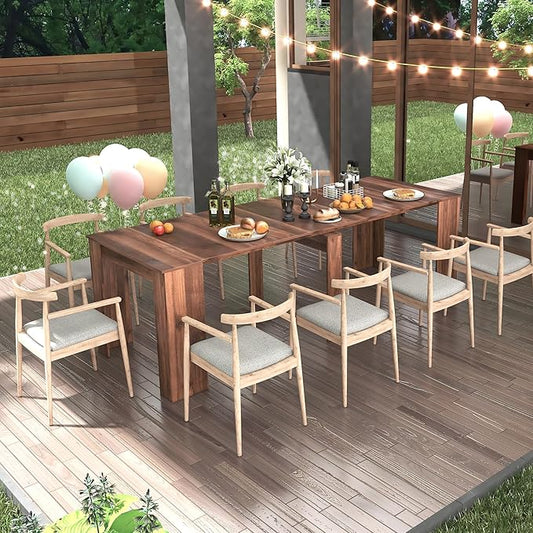 Extendable Console Dining Table for 6-10, 20"-99" Modern Extendable Dining Room Table with Storage for Small Spaces, Easy Assembly