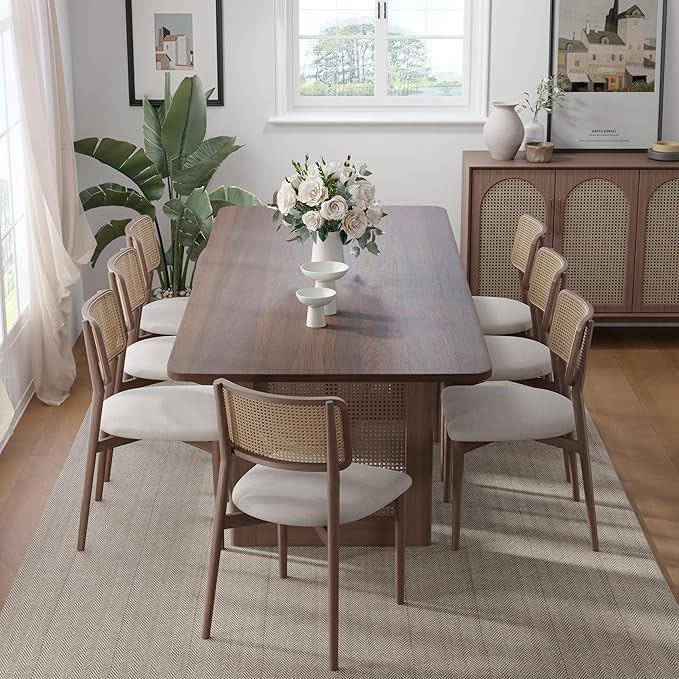 Casaphoria 67" Dining Table, Modern Kitchen Table for 4-6, Farmhouse Style with Rectangular Top & V Shape Legs, Easy Assembly for Living Room, Kitchen, Bar, Walnut