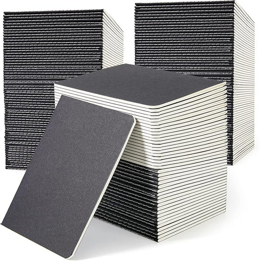 feela 170 Pack Blank Kraft Notebooks, Unlined Sketchbook Mini Cute Note Pad for Drawing Writing, Journal Bulk For Kids Students Office School Supplies, A6, 48 Pages, 4.25” X 5.5”, Black