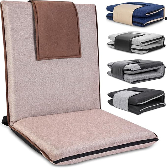 Floor Chair with Back Support 14-Position Adjustable Floor Chair Portable Ground Seating for Adults & Kids Foldable Meditation Seat with Japanese KOYO Bearings & Washable Linen Cover (Coffee)