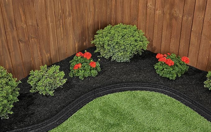 Rubberific Premium Shredded Rubber Mulch for Gardens, Lawns, and Landscaping | Long Lasting Color | Looks Like Natural Wood Mulch (0.8 Cu. Ft. - 16 LBS, Black)