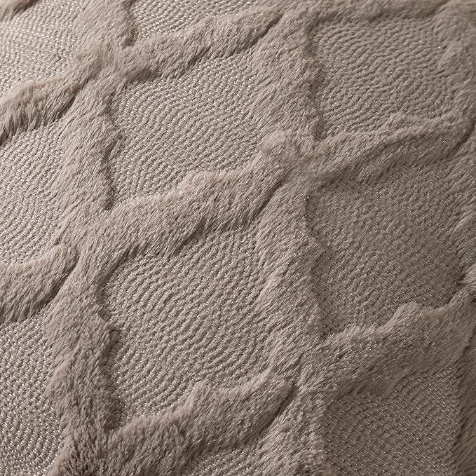 Set of 2 Soft Moroccan Throw Pillow Covers 22x22 Inch Plush Boho Decorative Pillow Cover Accent Cushion Case for Couch Sofa Bed, Deep Grey