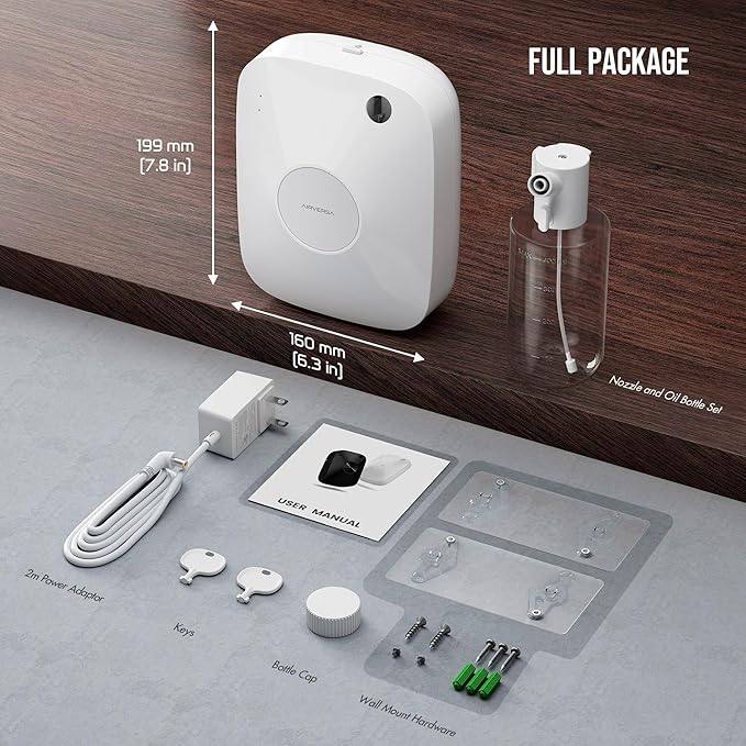 Airversa Smart Scent Air Machine with 400mL Capacity Up to 2000 sq ft Waterless Diffuser for Essential Oils for Home and Commercial Spaces, Aromatherapy Scent Diffuser for Large Rooms, White ANA