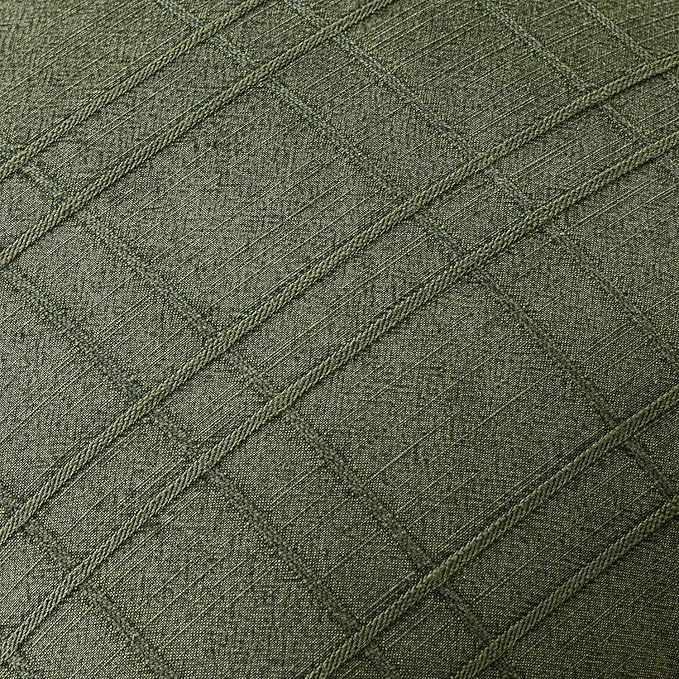 MIULEE Decorative Linen Check Throw Pillow Covers Neutral Farmhouse Vintage Christmas Pillow Covers 18x18 Set of 2 Boho Modern Home Decor for Sofa Couch Bedroom Cushion Dark Olive Green