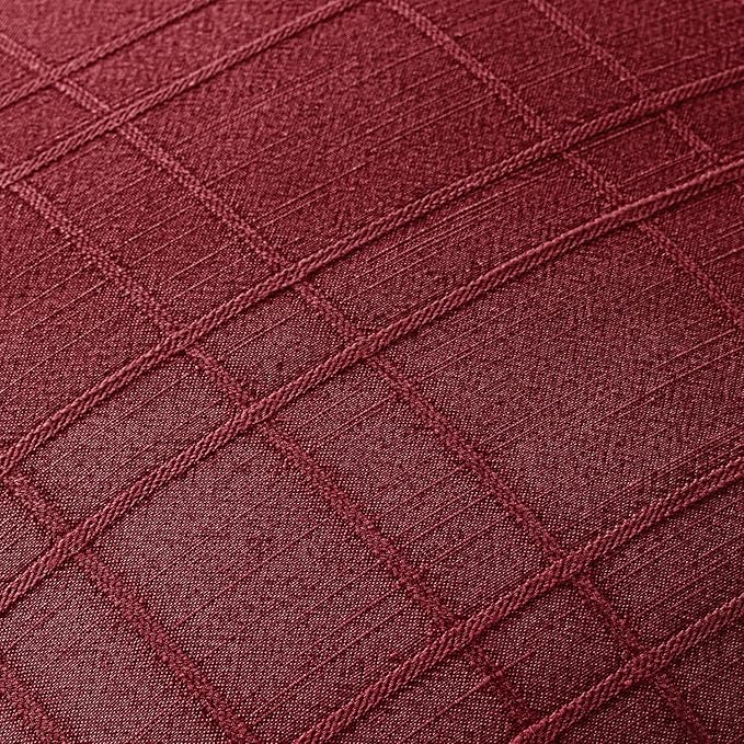 MIULEE Christmas Decorative Linen Check Throw Pillow Covers Neutral Farmhouse Vintage Pillow Covers 20x20 Set of 2 Boho Modern Home Decor for Sofa Couch Bedroom Cushion Burgundy