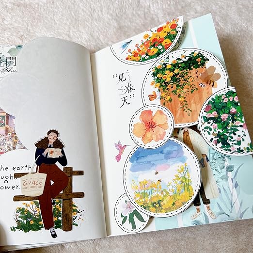 WT Spring Oasis Washi Tape Sticker Set, 3 Rolls, Original Designs, Nature-Inspired Floral Decorative Masking Tape, Wide Craft Tape, Bujo Planner Supplies, Adhesive Wrapping Tape, DIY Paper Tape