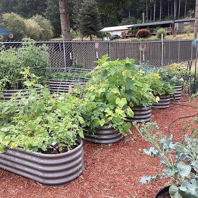 A ANLEOLIFE 33-Pack Deep Root Galvanized Raised Garden Beds Outdoor for Planting Vegetables Flowers Herb, Quartz Grey