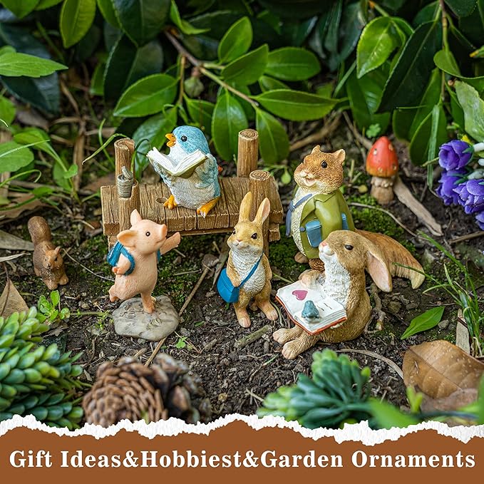 TZSSP 5 Pcs Miniatures Garden Fairies Kit Garden Accessories-Miniature Rabbits Squirrel Bird Pig Figurine for DIY Kit Ornaments,Micro Landscape Micro Landscape Terrarium Ornaments
