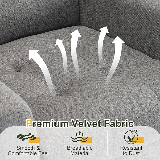 NicBex Accent Chair Set of 2, Modern Chair for Living Room Upholstered Foam Filled Living Room Chairs with Metal Legs Linen Cozy Lounge Armchair for Living Room Bedroom,Light Grey