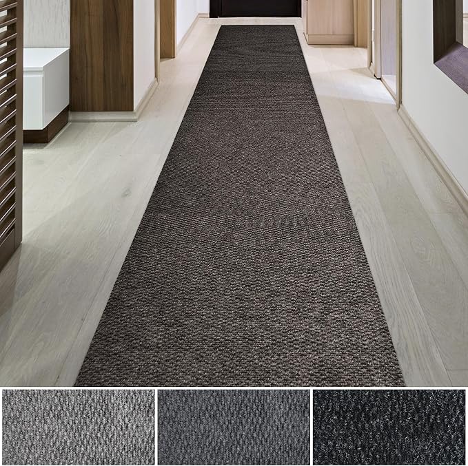 iCustomRug Spartan Weather Warrior Indoor/Outdoor Utility Berber Loop Carpet Runner with Non-Slip Thermoplastic Rubber Backing, 6ft X 52ft in Brown