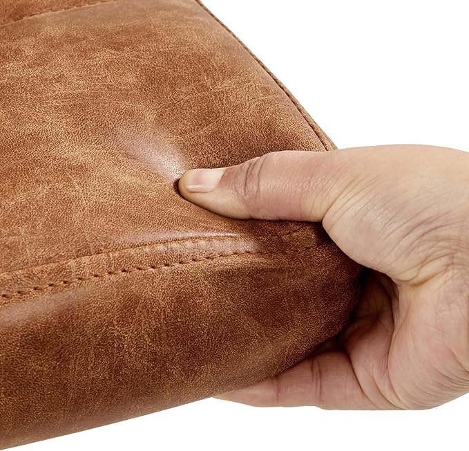 Yaheetech Bar Stools Set of 2, PU Leather Adjustable Swivel Barstools, Hydraulic Kitchen Counter Height Bar Chairs with Armrest and Back for Kitchen, Dining Room, Retro Brown