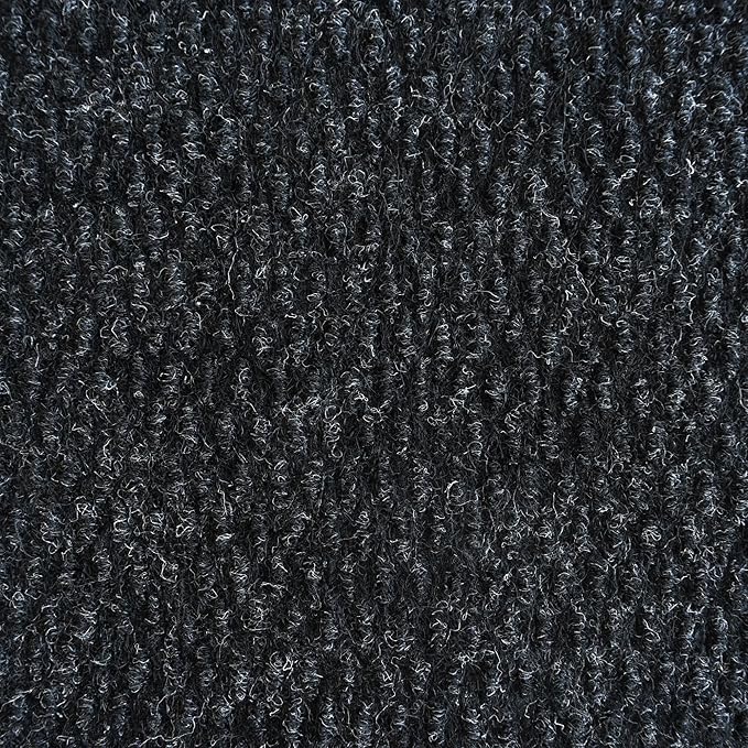 iCustomRug Spartan Weather Warrior Indoor/Outdoor Utility Berber Loop Carpet Runner with Non-Slip Thermoplastic Rubber Backing, 3ft X 38ft in Black