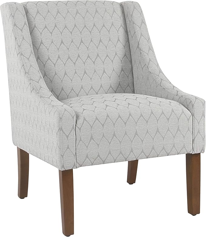 Homepop Home Decor | Upholstered Classic Swoop Arm Accent Chair | Accent Chairs for Living Room & Bedroom | Decorative Home Furniture, Gray Leaf