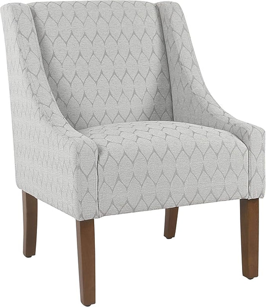 Homepop Home Decor | Upholstered Classic Swoop Arm Accent Chair | Accent Chairs for Living Room & Bedroom | Decorative Home Furniture, Gray Leaf