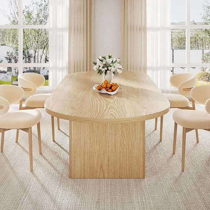 78.7" Dining Table for 6 8 10, Modern Dining Room Table with Storage, Wood Kitchen Table with Heavy Duty Legs, Dinner Tables for Kitchen Dining Room (Natural)