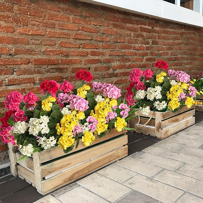 4PCS Home Decor Fake Plants Artificial Flowers Artificial Geraniums Outdoor Fake Flowers Artificial Flowers Fake Silk Bouquet, Fall Decor for Interior Porch Garden Decoration 14.4" (White)