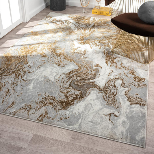 LUXE WEAVERS Marble Swirl Abstract Area Rug, Gray 4x5