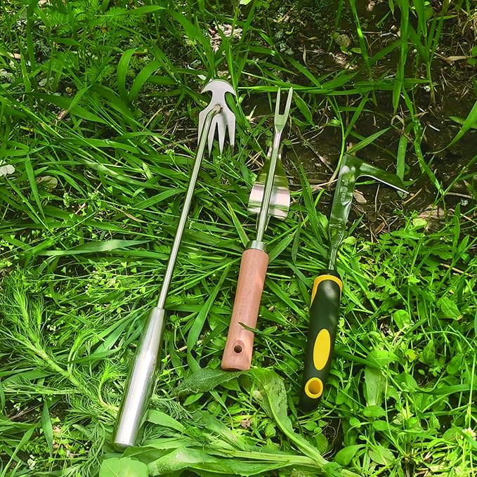 Weed Puller Tool, 3 Pack Stainless Steel Manual Hand Weeder Tool, Patio Crack Weeder, Moss Remover, Crevice Weeding Digger Tools, Uprooting Weeding Tools for Planting and Gardening
