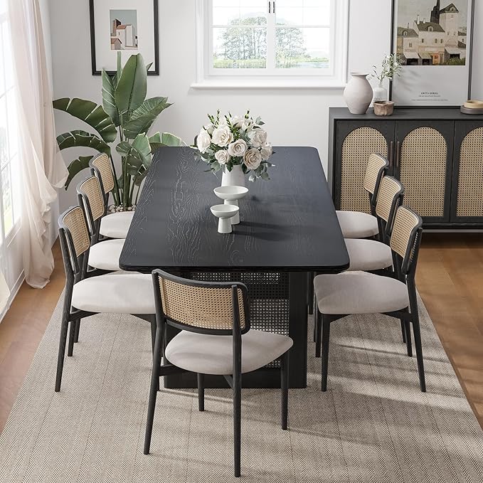 Casaphoria 67" Dining Table, Modern Kitchen Table for 4-6, Farmhouse Style with Rectangular Top & Arched Legs, Easy Assembly for Living Room, Kitchen, Bar, Natural Wood