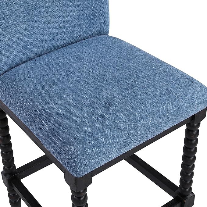 DUHOME Spindle Counter Stools Set of 2 with Padded Spring Seat,Wooden Bar Stools Farmhouse 26 Inch Counter Height Stools Chairs with Spindle Back for Kitchen Island