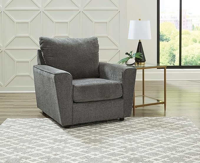 Signature Design by Ashley Stairatt Contemporary Square Upholstered Chair, Gray