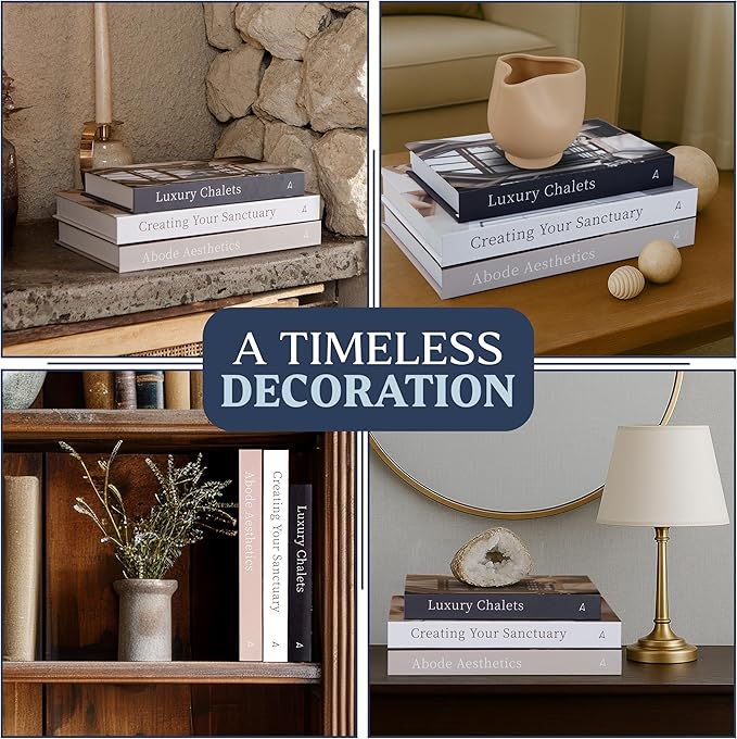 Array & Arrow Fake Decorative Books for Home Decor - Set of 3 Hardcover Faux Books for Storage, Modern, Stylish, and Minimalist Coffee Table Decor, Keepsake, Hidden Storage with Magnetic Closure